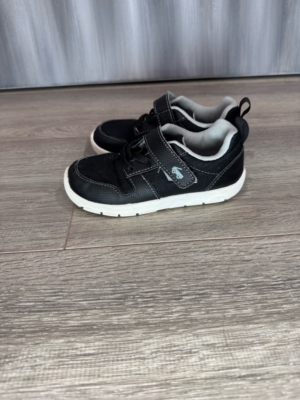 Kids Black Casual Sneakers with Easy Hook-and-Loop Closure
